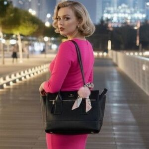 4-FER Kate Spade Black Southport Avenue Oden Leather Satchel.